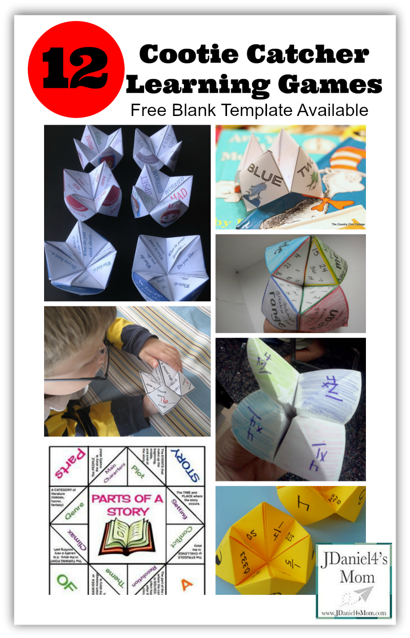 Cootie Catcher Learning Games With Blank Template