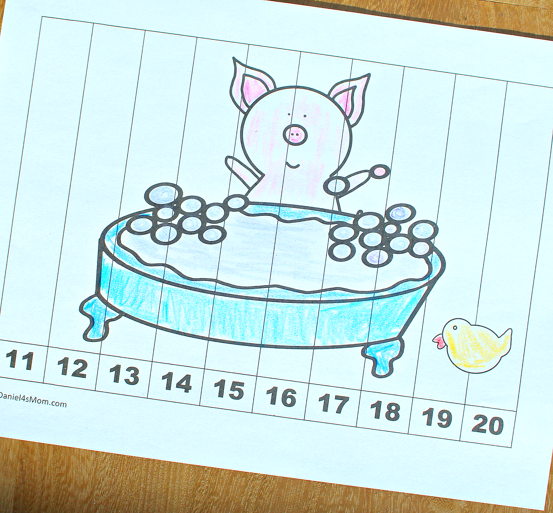 Counting and Skip Count Printables Based on If Your Give a Pig and a Pancake - This is the pig and bathtub page.