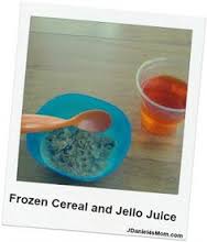 Frozen Milk in Cereal and Jello Juice