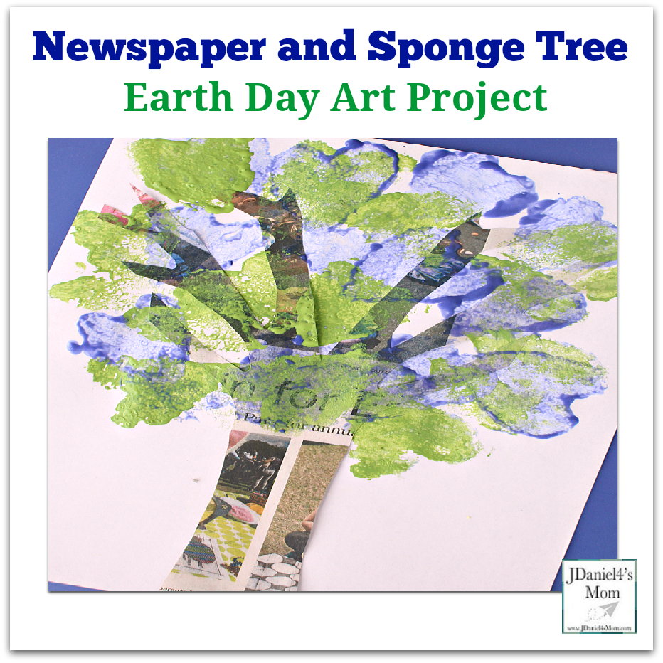 Earth Day Art Project- Newspaper and Sponge Tree