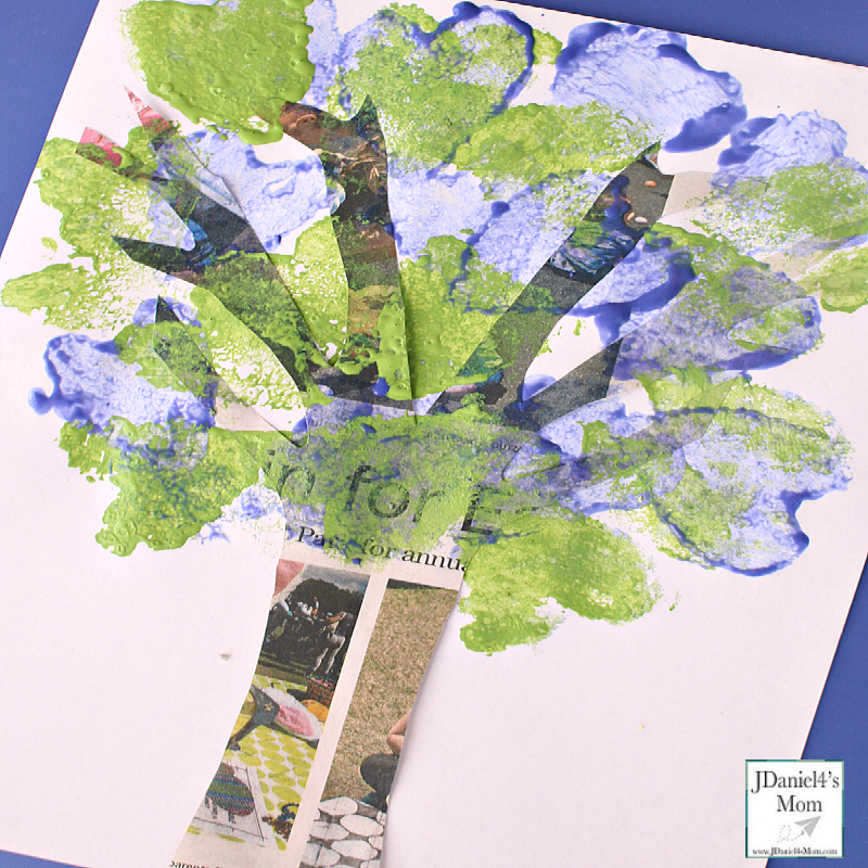Earth Day Art Project Newspaper Tree Completed