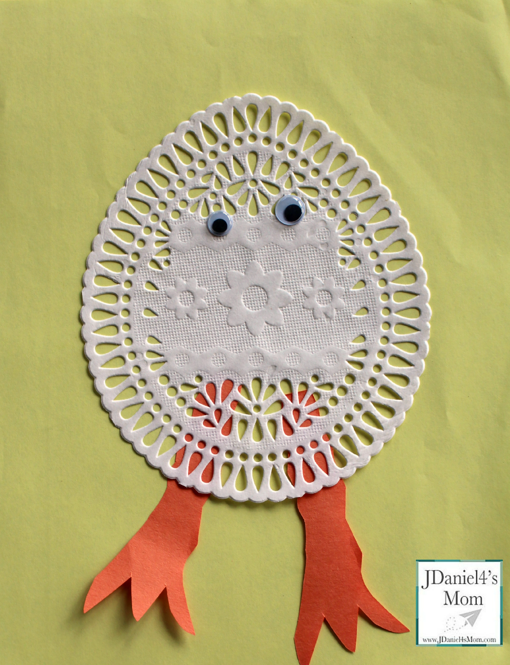 easter arts and craft- doily chick 