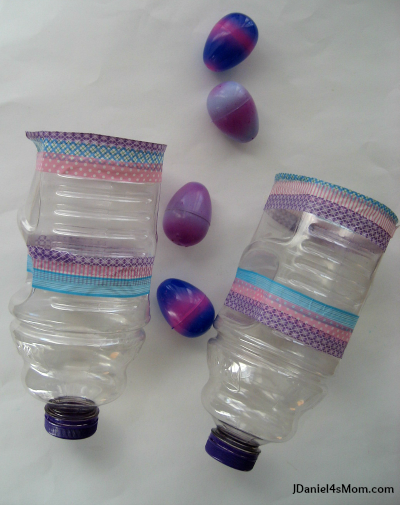 plastic egg toss catchers with tie dyed plastic eggs