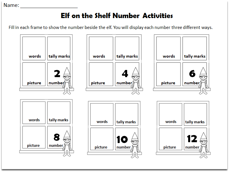Elf on the Shelf Number Activities Set for Kids -Even Numbers