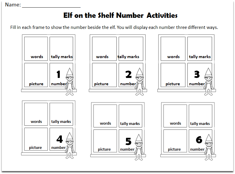 Elf on the Shelf Number Activities Set for Kids