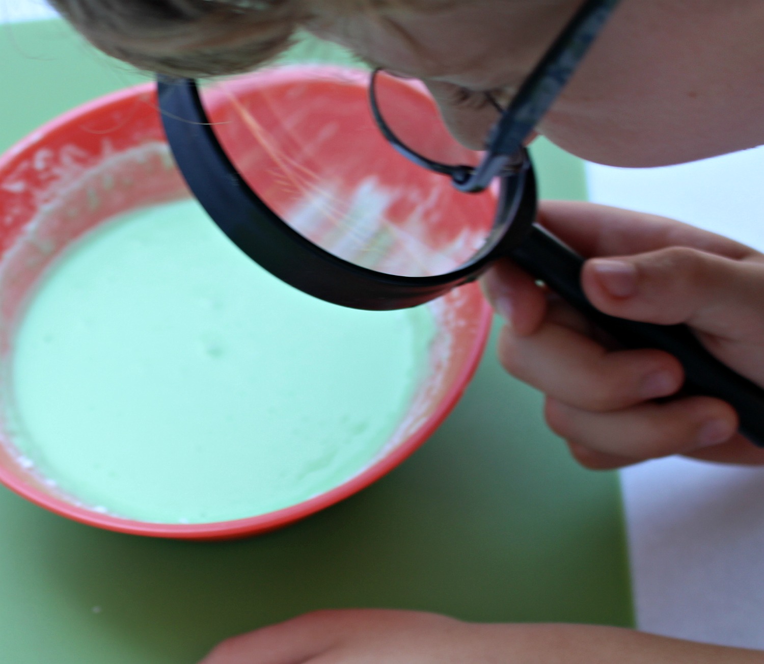 Exploring the Five Senses with Edible Jello Slime - Exploring how the slime looks.