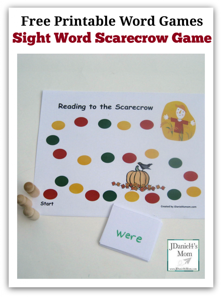 Free printable word games - sight word scarecrow
