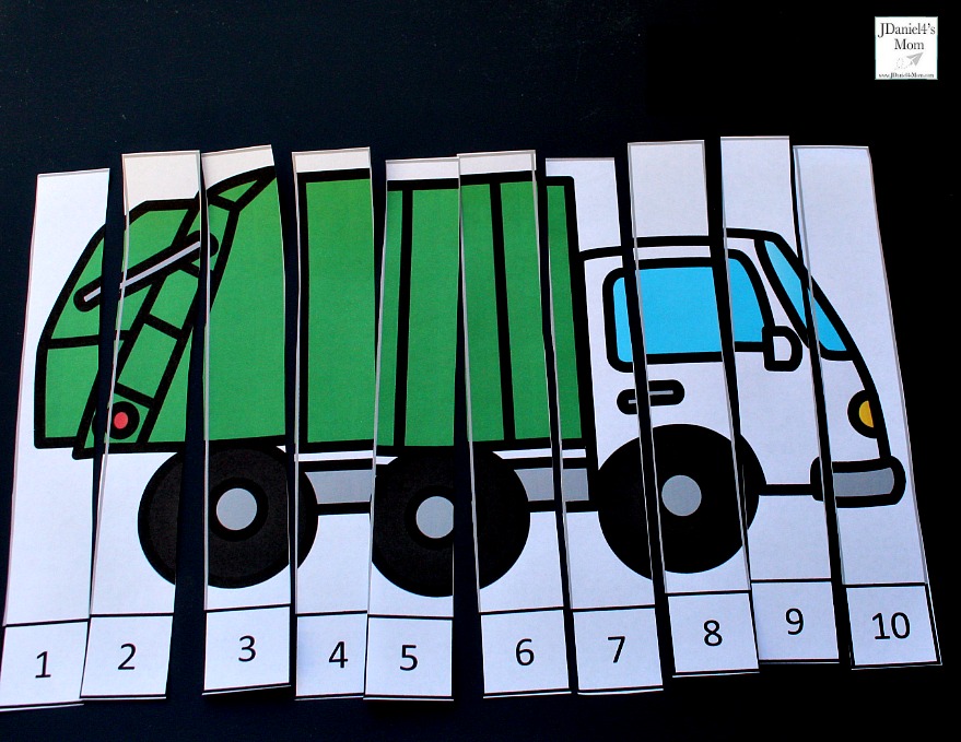 Community Helper Vehicle Counting Puzzles - Garbage Truck Puzzle