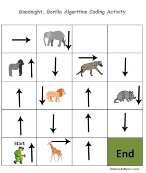 Good Night, Gorilla Algorithm Coding Worksheet