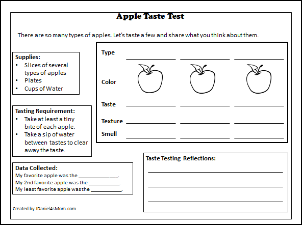 Apple Taste Test with Printables and Editable Place Cards - Grade School Tasting Printable