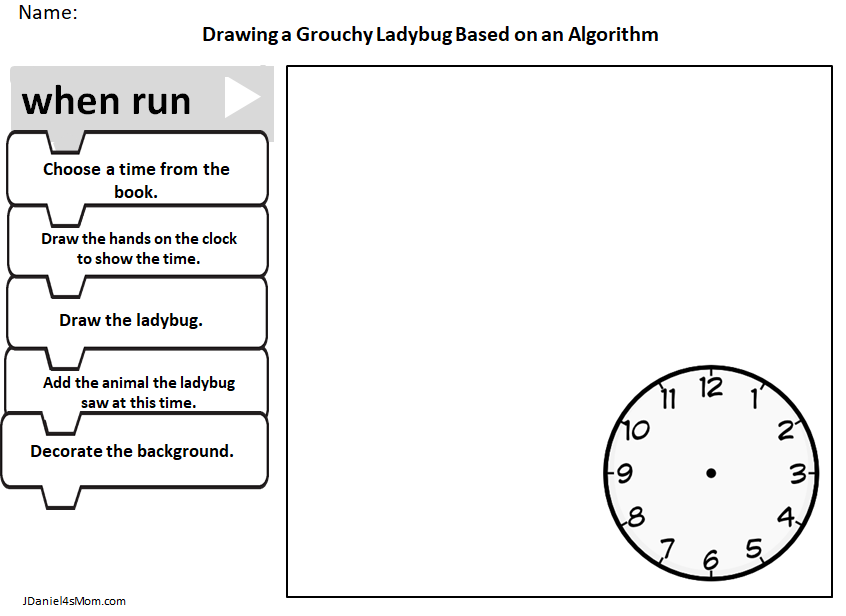 The Grouchy Ladybug Hour of Code Algorithm Drawing Page - This is what the blank page looks like.