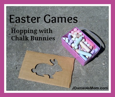 Easter Games- Hopping with Chalk Bunnies: It is such fun to trace bunnies on your driveway or a sidewalk. Then you can hop from bunny to bunny!