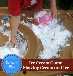 {Preschool Play} Ice Cream Game with Shaving Cream and Ice