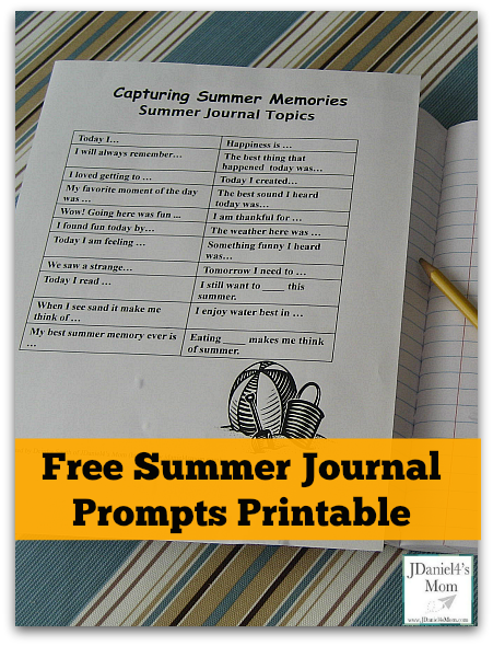 Kids Write- Capturing Summer Memories- Free Summer Journal Prompts Printable