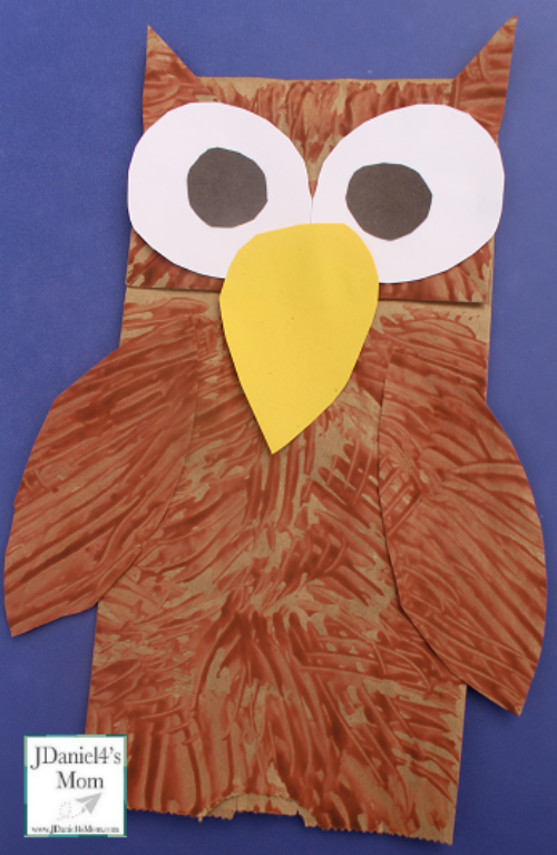 Owl Hand Puppet- Fun craft that would be great for retelling a book or poem with an owl theme.