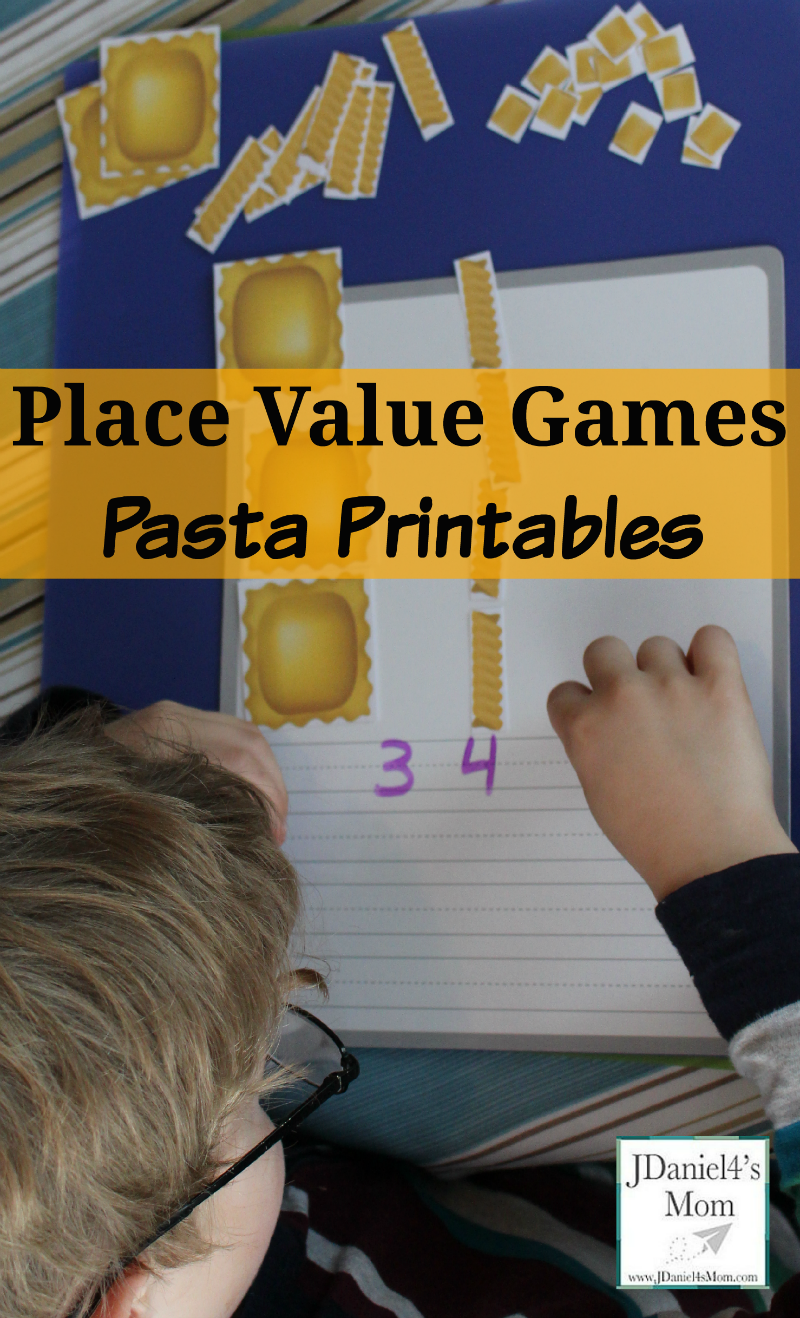 place value games with pasta printables