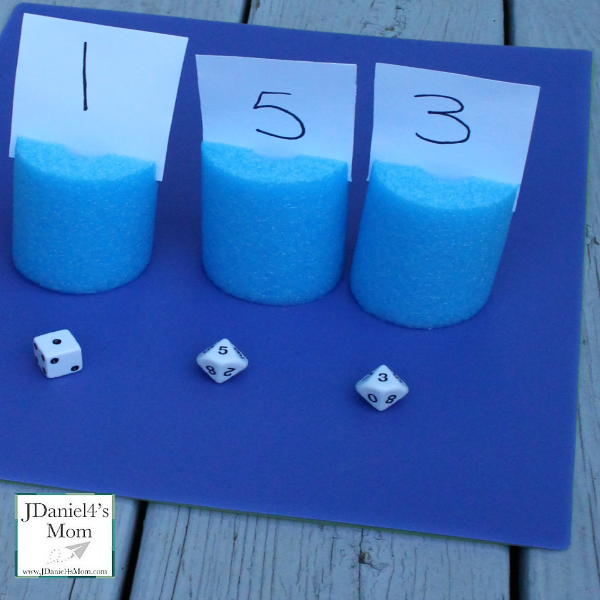 Place Value Games Played with Pool Noodle Place Cards - These games focus on building one, two and three digit numbers.