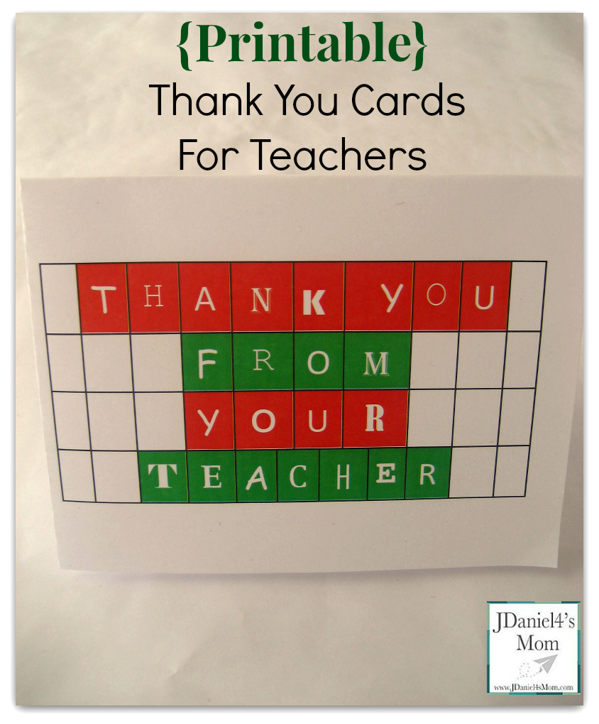 Printable Thank You Cards For Teachers