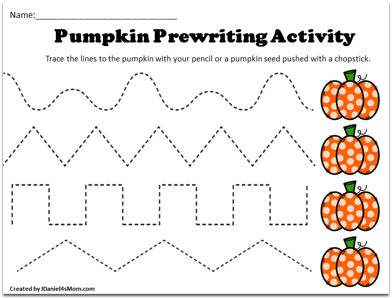 Pre K Tracing Worksheets with a Pumpkin Theme -There are six tracing sheets in this set.