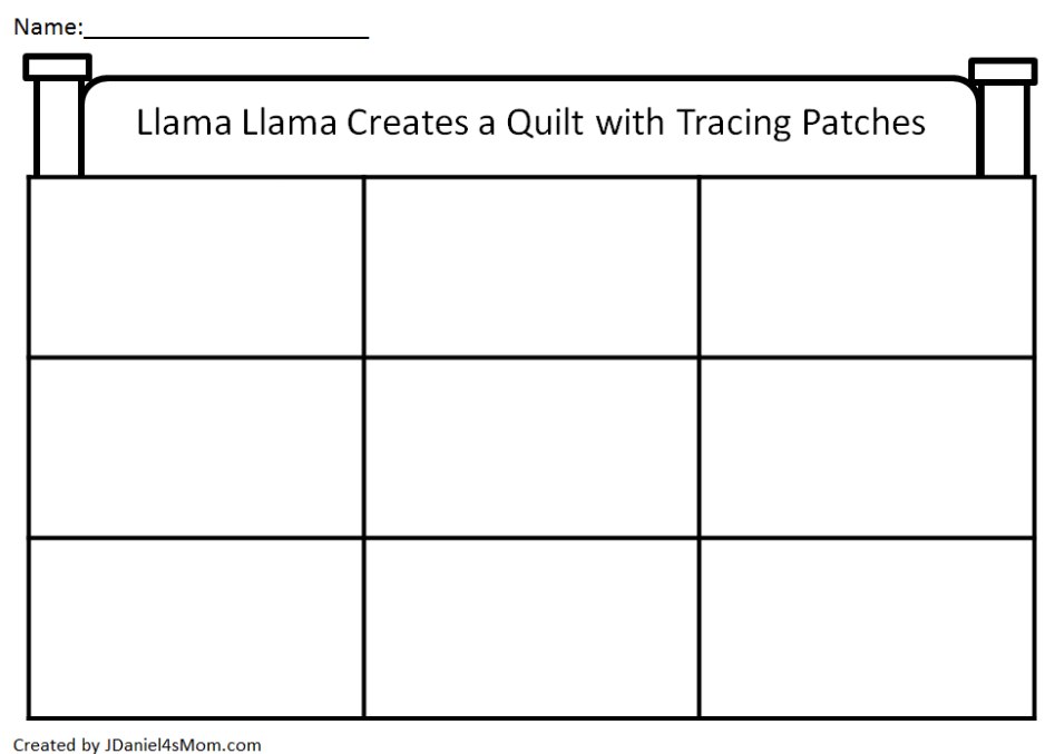 Llama Llama Create a Quilt with Tracing Patches Activity - Quilt Printable