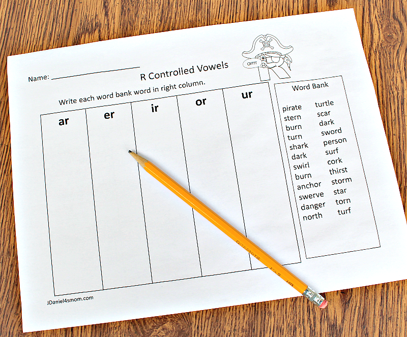 R Controlled Vowels Printable Activities Set - Five Column Word Sort