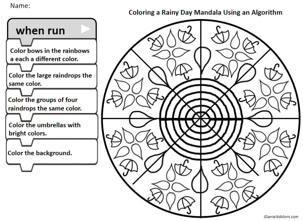 Coloring a Rainy Day Mandala with an Algorithm