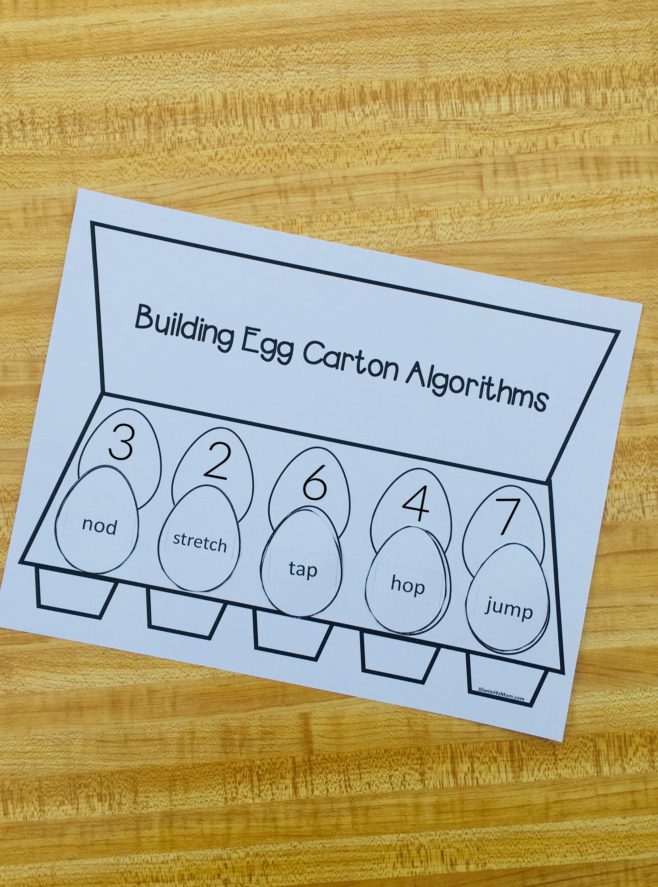 Gross Motor Building Egg Carton Algorithm Activities
